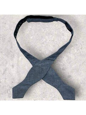 J CREW Cotton Self Bow Tie Solid Blue W:2" EUC